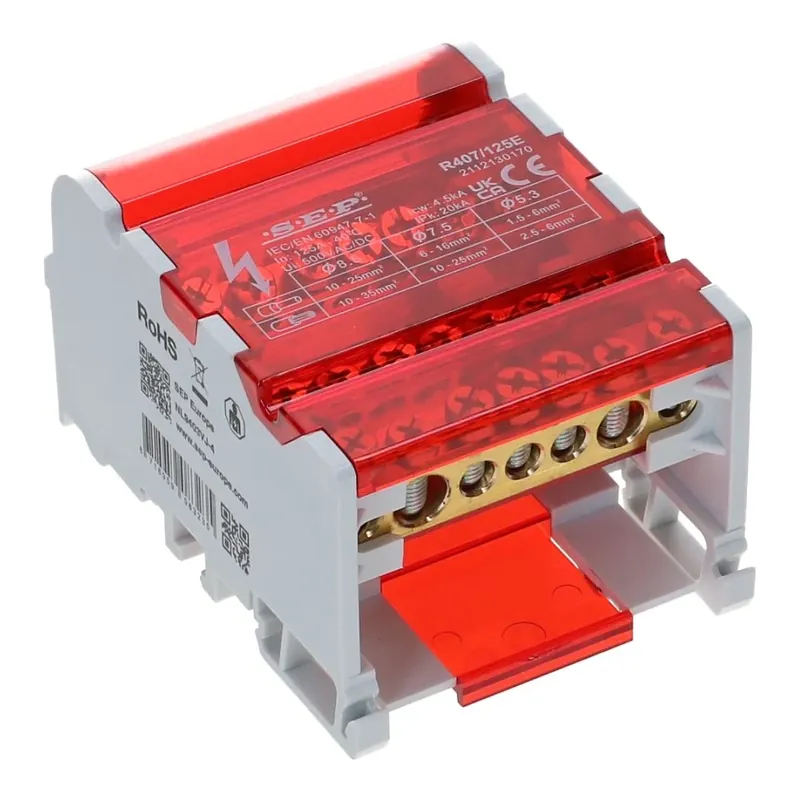 Topdeal - Verdeelblok RVT 125A 4 rijen 7 aansluitingen 500VAC